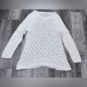 Anthropologie Moth Womens Boho Sweater Ivory White Chunky Knit Medium